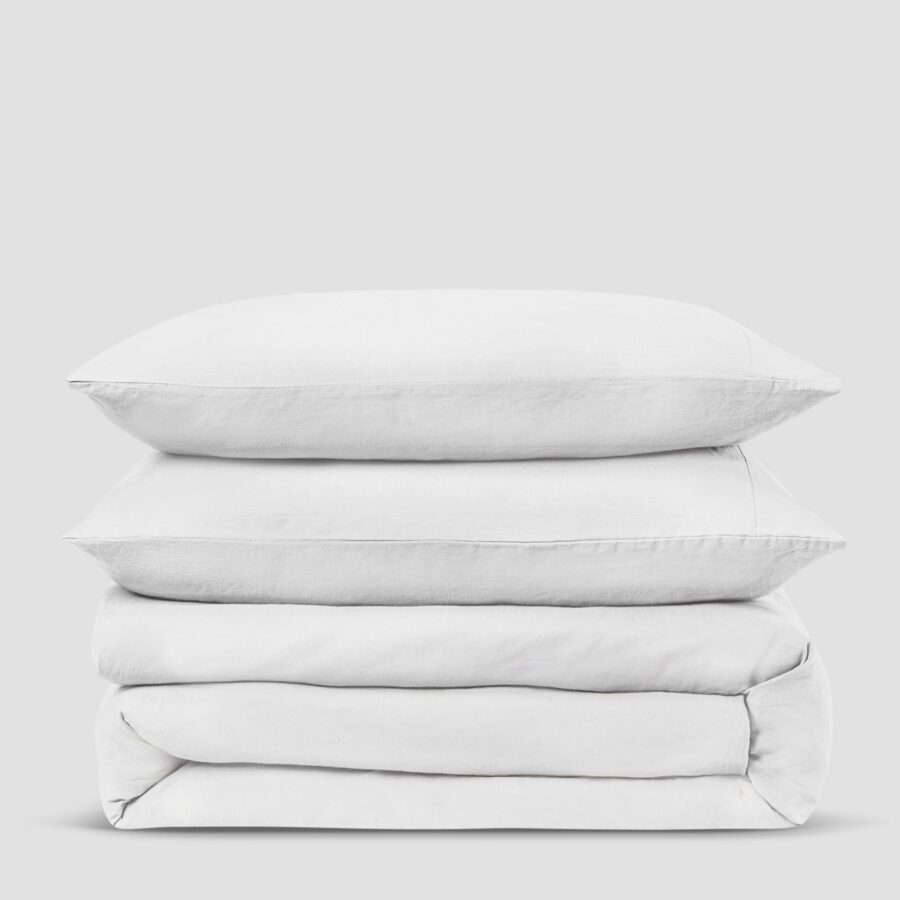 White Linen Blend Bedding Set