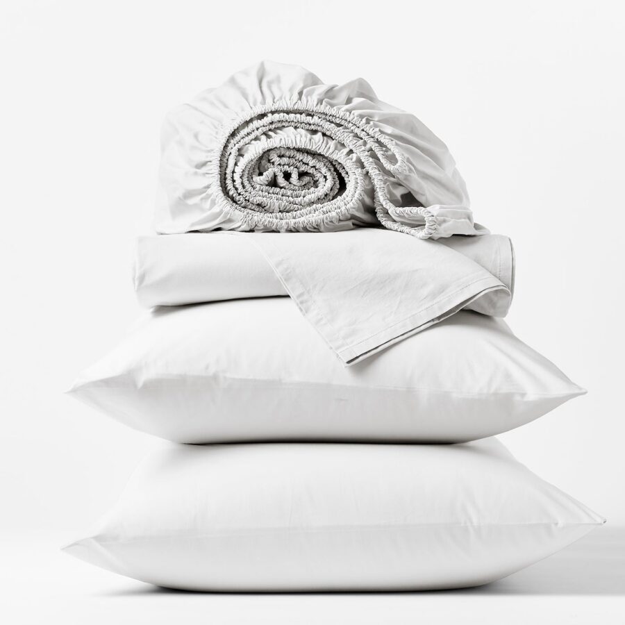 White Classic Percale Bedding Sheet Set for Everyday Comfort