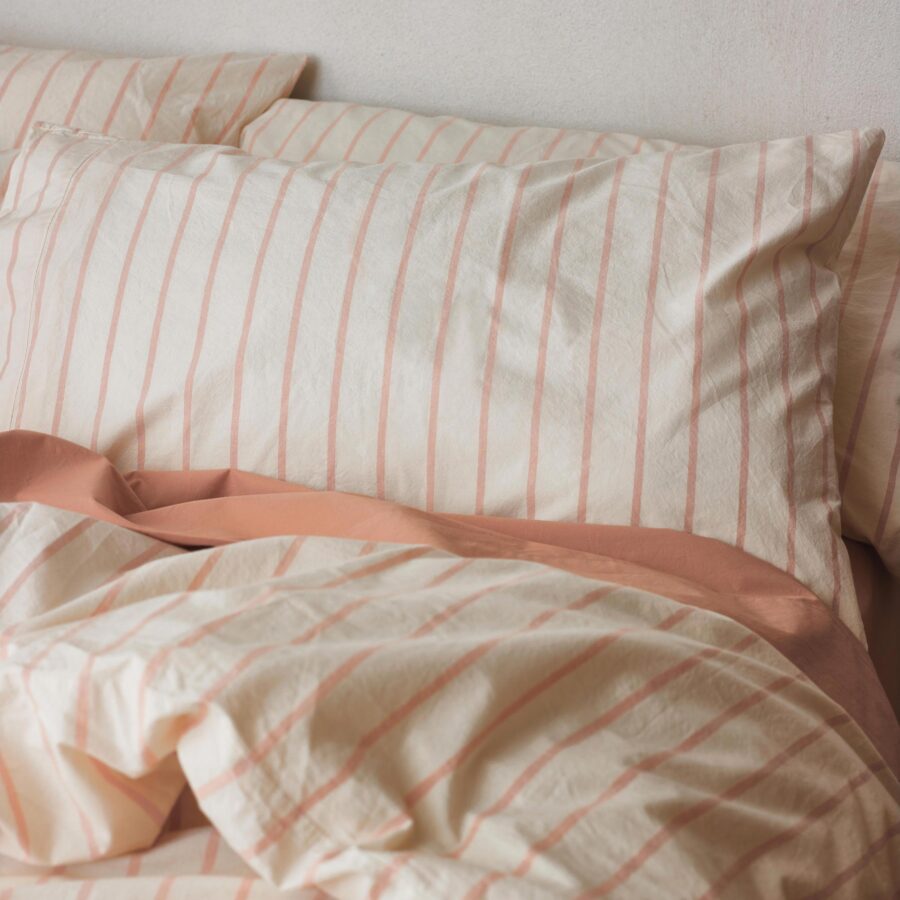 Pink Striped Cotton Pillowcase Pair
