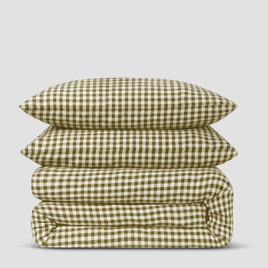 Gingham Linen Blend Bedding Set