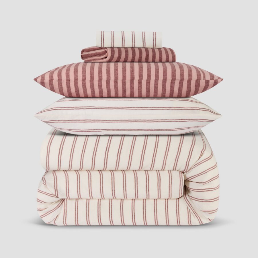 Rhubarb Floral Linen Blend Bedding Set