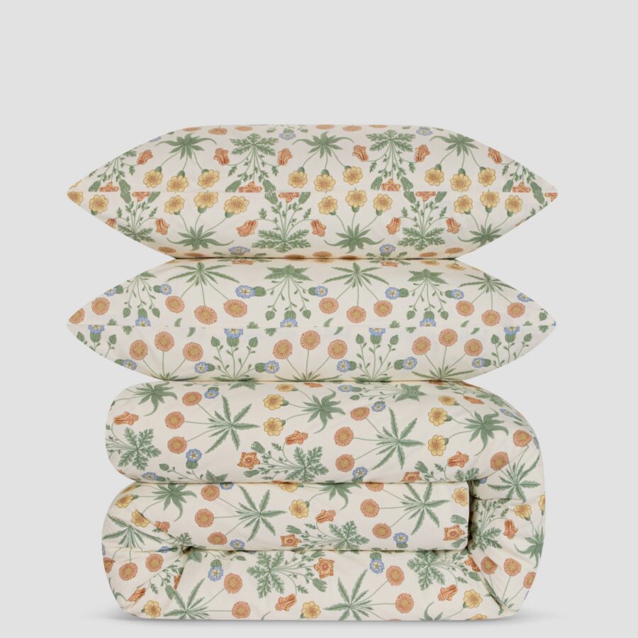 Cream Floral Cotton Bedding Set