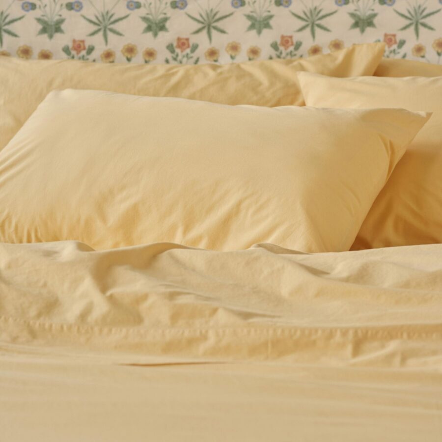 Butter Yellow Cotton Pillowcase Pair Collection