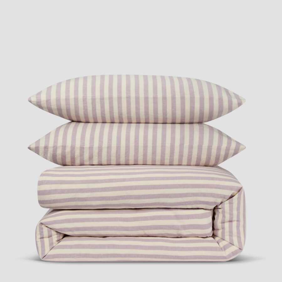 Striped Linen Blend Bedding Set