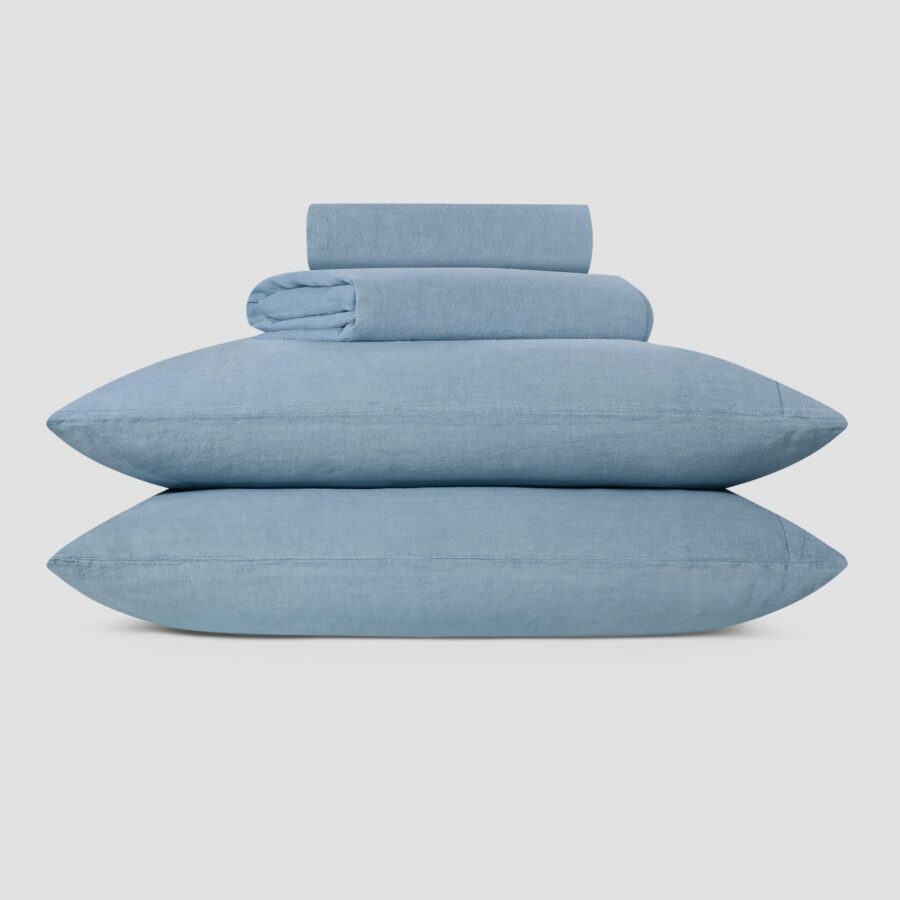 Dusk Blue Linen Blend Bedding Set