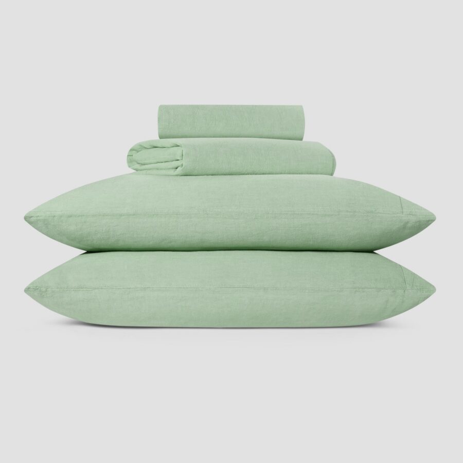 Sage Green Linen Blend Bedding Set Style 2