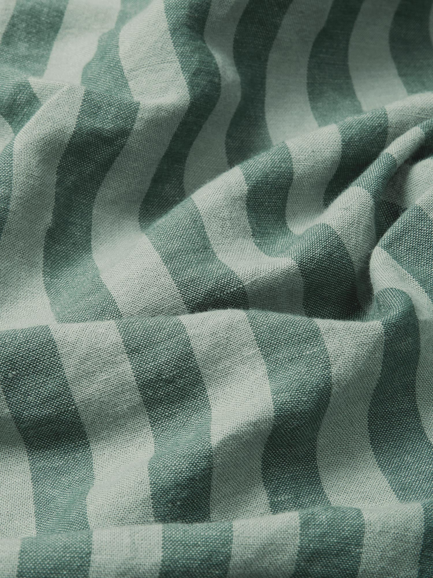 Pine Green Striped Linen Blend Bedding Set Style 2 - Image 2