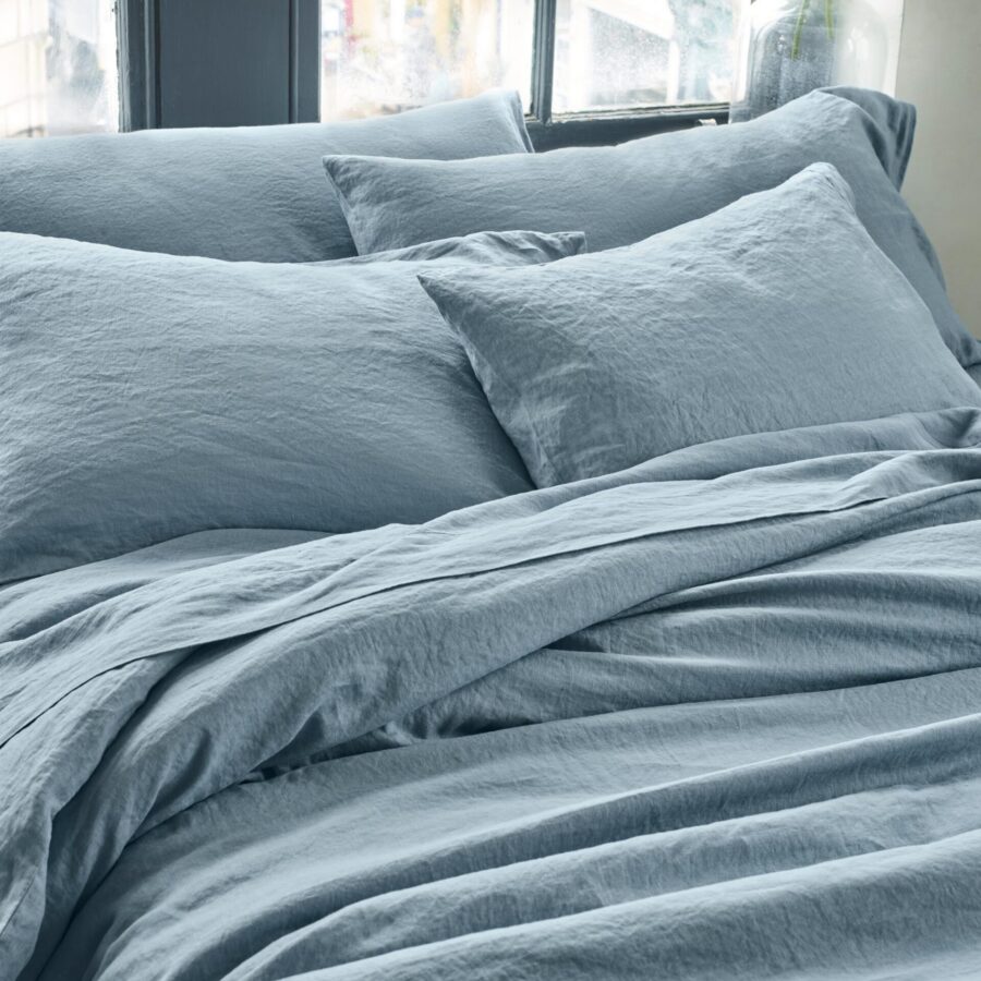 Dusk Blue Linen Pillowcase Pair Collection