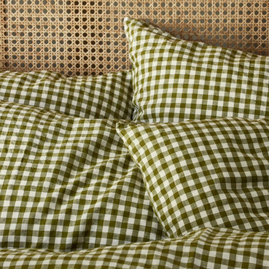 Gingham Linen Blend Pillowcase Pair Style 2