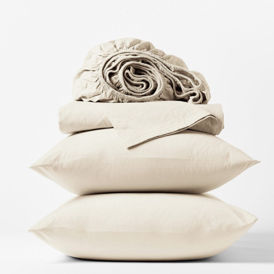 Natural Crinkled Percale Bedding Sheet Set for Everyday Comfort